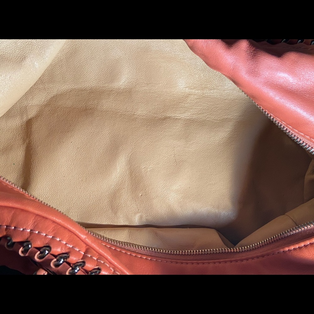 Auth Chanel Luxury Ligne Salmon Bowler Handbag - Picture 5 of 11